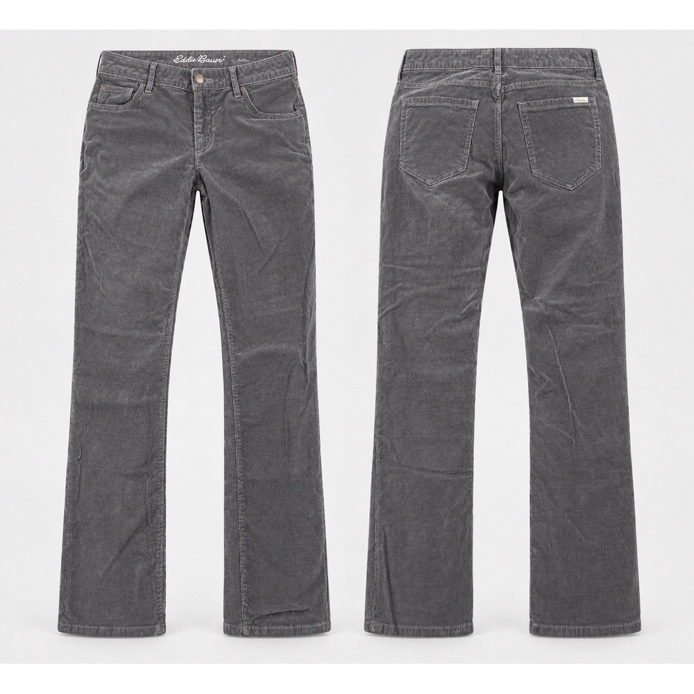 Eddie Bauer Corduroy Pants Women 10 Boyfriend Slim charcoal gry Casual 32/30